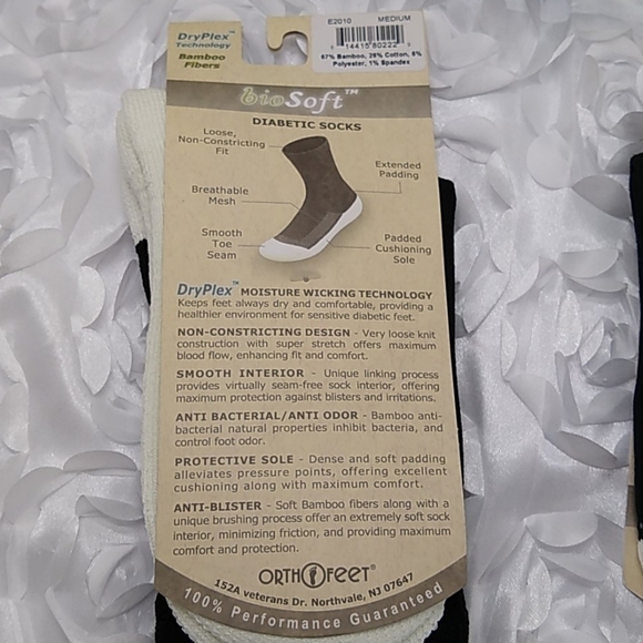 BLACK Padded Sole Diabetic Socks Sz.M - Ortho-feet Biosoft - Picture 6 of 6
